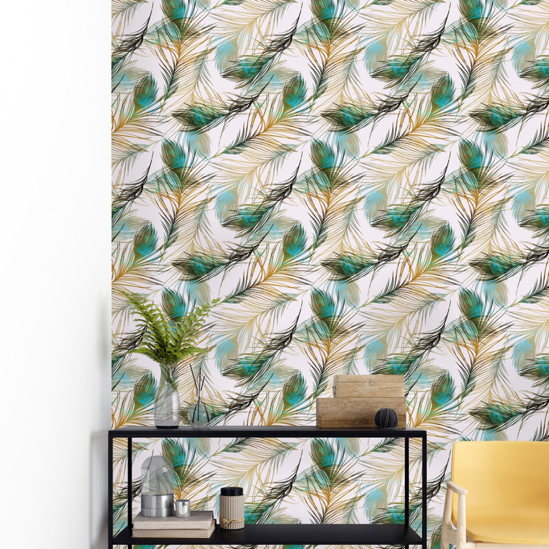 Dakota Fields Peacock 16.67' L x 25" W Peel and Stick Wallpaper Roll